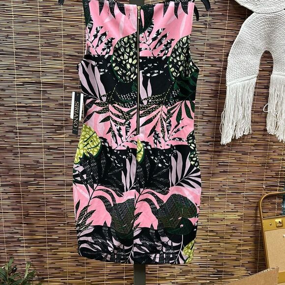 Christian Siriano Womens Navy Stretch Zippered Fitted Ruffled Spaghetti Strap Sq - Picture 3 of 3